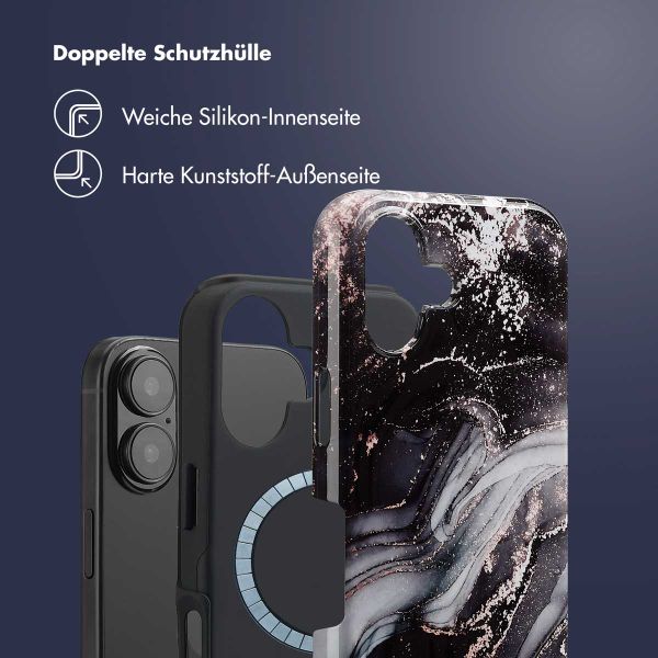 Selencia Vivid Tough Back Cover MagSafe für das iPhone 16 - Chic Marble Black