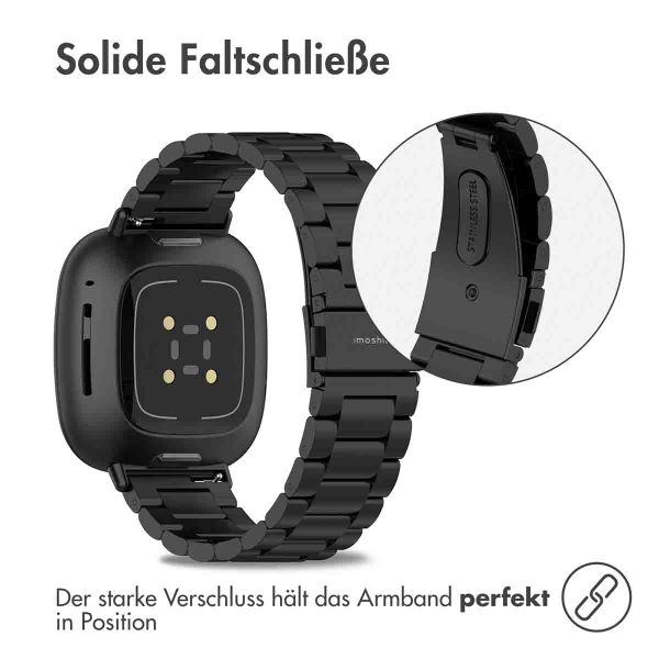 imoshion Edelstahlarmband für das Fitbit Versa 4 / 3 / Sense (2) - Schwarz