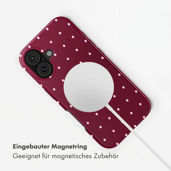 Selencia Vivid Rückabdeckung mit MagSafe Apple iPhone 16 - Happy Dots Burgundy