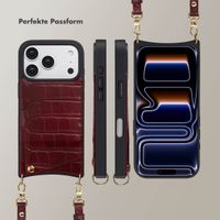 Selencia Nova Croco HandyHülle mit Kordel und Kartenhalter Apple iPhone 17 Pro - Burgundy