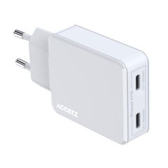 Accezz Ultra Slim GaN Ladegerät - 2x USB-C - 65 W - Weiß