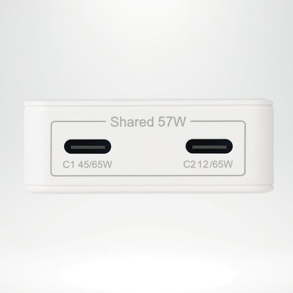 Accezz Ultra Slim GaN Ladegerät - 2x USB-C - 65 W - Weiß