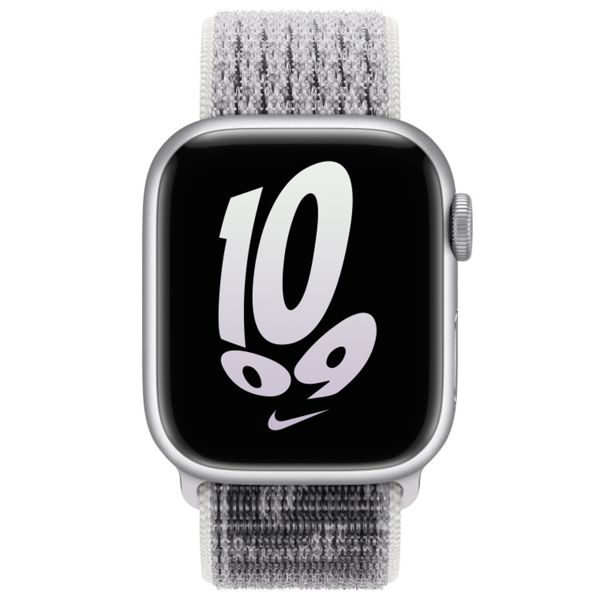 Black apple watch with white nike band on sale