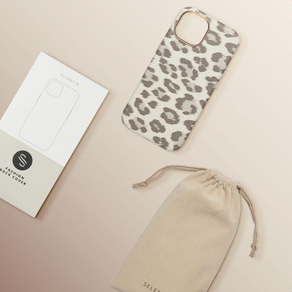 Selencia Sabi Backcover Leopardenmuster mit MagSafe Apple iPhone 15 - Soft Ivory