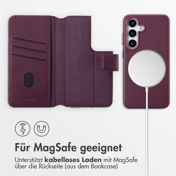 Accezz 2-in-1 Klapphülle aus Leder mit MagSafe für das Samsung Galaxy S25 - Heath Purple