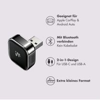 imoshion Mini 2-in-1 Auto-Dongle - Kabelloses CarPlay und Android Auto - Schwarz