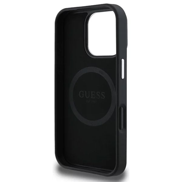 Guess Grained Triangle Case MagSafe Apple iPhone 16 Pro - Schwarz