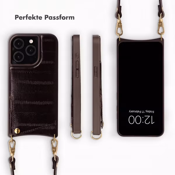 Selencia Nova Echtleder Backcover mit Kartenhalter Apple iPhone 15 Pro - Dark Chocolate