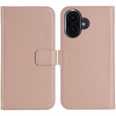 Selencia Echtleder Klapphülle für das iPhone 16 - Dusty Pink