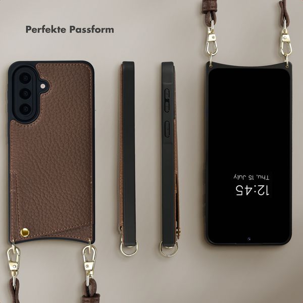 Selencia Nova HandyHülle mit Kordel und Kartenhalter Samsung Galaxy A57 (5G) - Mocha Brown