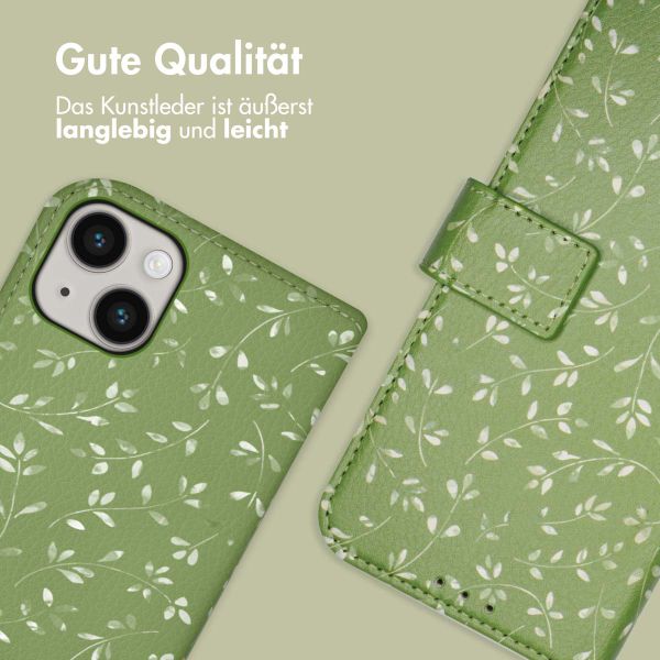 imoshion Design Klapphülle Apple iPhone 14 - Green Flowers