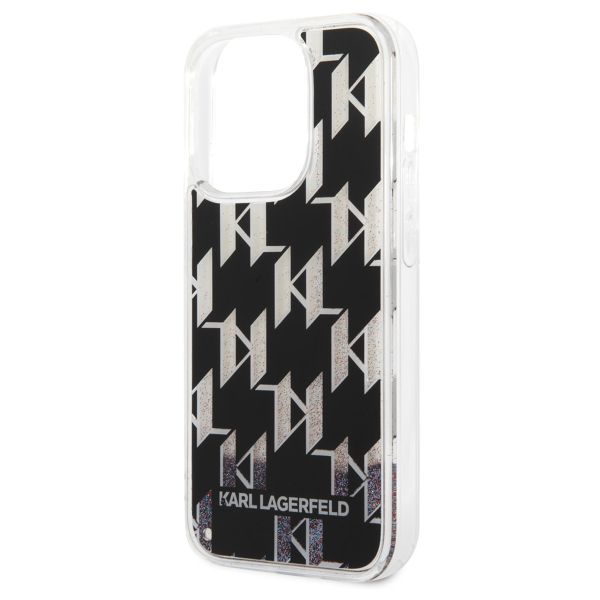 Karl Lagerfeld Liquid Glitter Cover Monogram für das iPhone 14 Pro - Schwarz