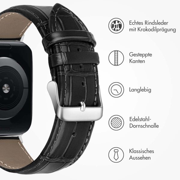 imoshion Leder-Krokodilarmband für das Apple Watch Series 1 bis 9 / SE (38/40/41 mm) | Series 10 / 11 (42 mm) - Schwarz