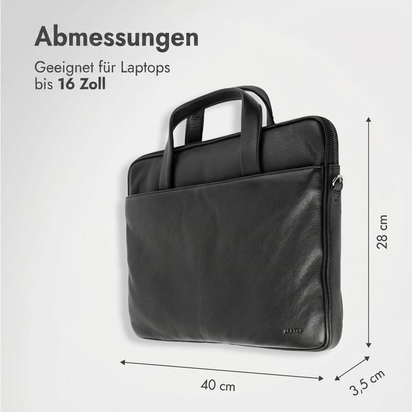 Accezz Leather Laptoptasche 16 Zoll - Schwarz