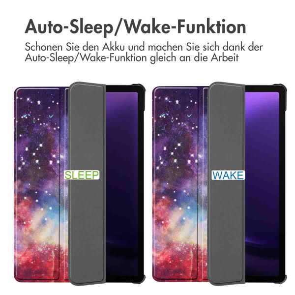 imoshion Design Trifold Klaphülle Samsung Galaxy Tab S9 11.0 Zoll / Tab S10 FE / S9 FE 10.9 Zoll - Space