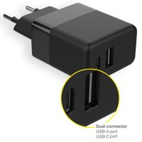 Accezz Wandladegerät für das iPhone 12 Mini - Ladegerät - USB-C- und USB-Anschluss - Power Delivery - 20 Watt - Schwarz