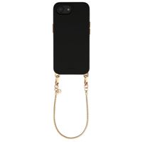 Selencia Rivièra MagSafe Backcover mit abnehmbaren Haken für das Apple iPhone 17e / 16e - Velvet Black + Sleek Chain Handykette - Gold