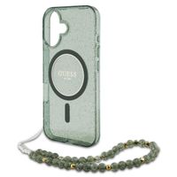 Guess MagSafe IML Glitter Case mit Beads Strap für das iPhone 16 Pro Max - Green