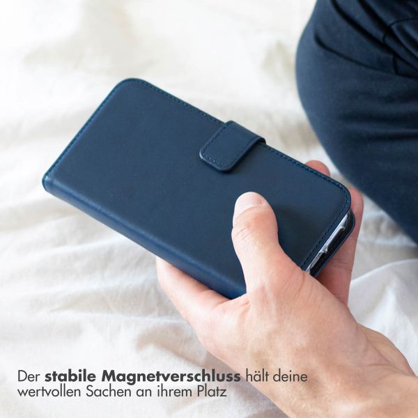 Selencia Echtleder Klapphülle für das Apple iPhone 16 Plus - Blau