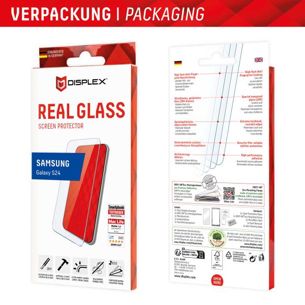 Displex Bildschirmschutzfolie Real Glass für das Samsung Galaxy S24 / S25