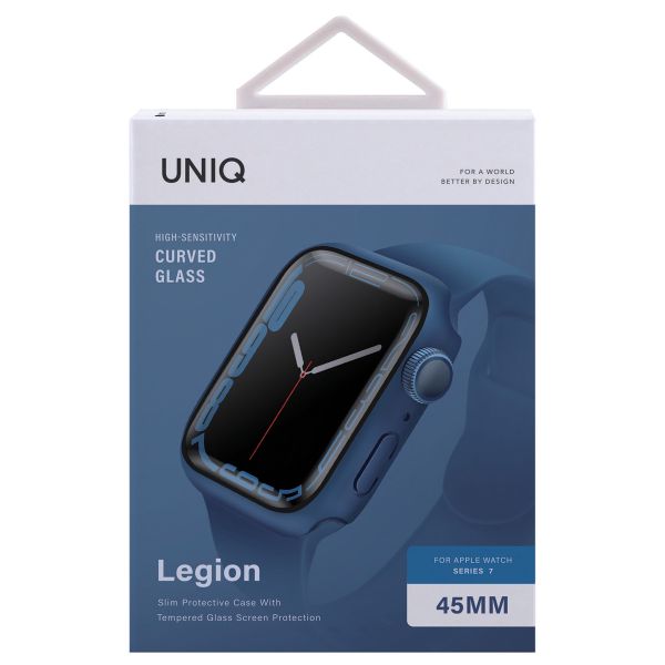 Uniq Legion Apple Watch Hülle mit Gehärtetem Glas-Displayschutz für die Apple Watch 7-9 - 45 mm - Cobalt Blue