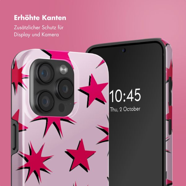 Selencia Vivid Tough Back Cover MagSafe für das iPhone 15 Pro - Stars Rubine Red Light Pink