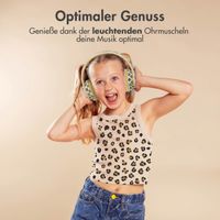 imoshion Special Edition - Kabellose Kinderkopfhörer mit Leopardenmuster LED Light - Dezibelbegrenzer - Mit AUX-kabel - Leopard
