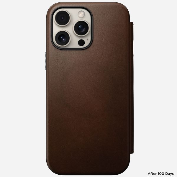 Nomad Modern Leather Folio Klapphülle Apple iPhone 16 Pro Max - Braun