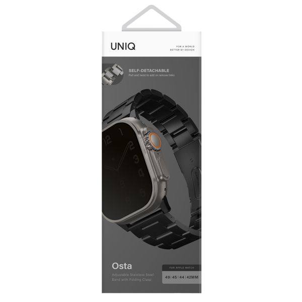 Uniq Osta Stahlarmband mit Selbstjustierenden Gliedern für das  Apple Watch Series 1 t/m 11 / SE / Ultra (44/45/46/49 mm) - Midnight Black