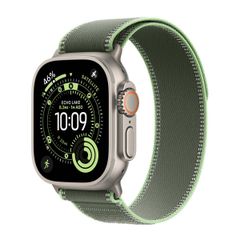Apple Trail Loop Armband für das  Apple Watch Series 1 t/m 11 / SE / Ultra (44/45/46/49 mm) - Größe S/M - Neon / Green Black Titanium