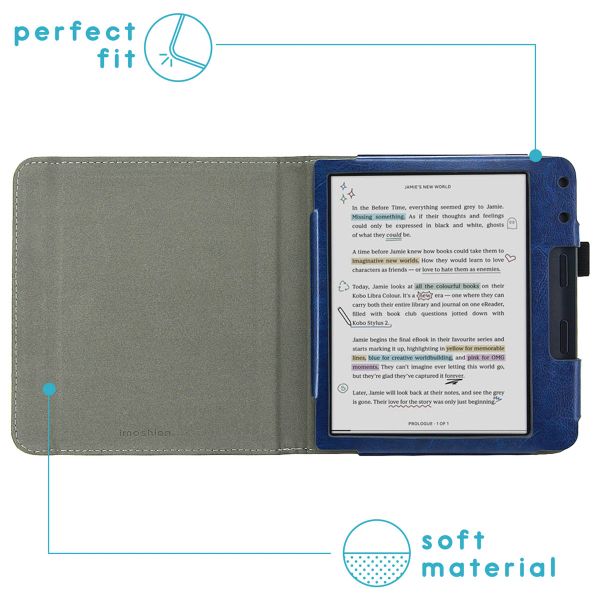 imoshion Vegan Leather Klapphülle Kobo Libra Colour - Dunkelblau