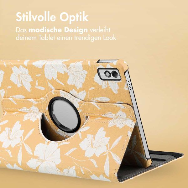 imoshion 360° drehbare Design Klapphülle für das Lenovo Tab M10 5G - Yellow Flowers