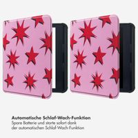 Selencia Vivid Klapphülle für das Kobo Libra Colour - Stars Rubine Red Light Pink