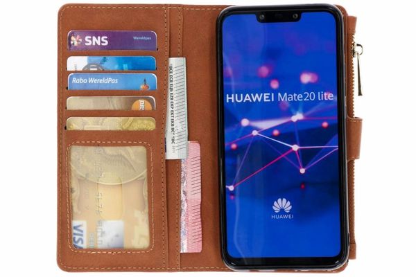 Luxuriöse Portemonnaie-Klapphülle Braun für Huawei Mate 20 Lite