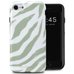 Selencia Vivid Back Cover für das iPhone SE (2022 / 2020) / 8 / 7 / 6(s) - Colorful Zebra Sage Green