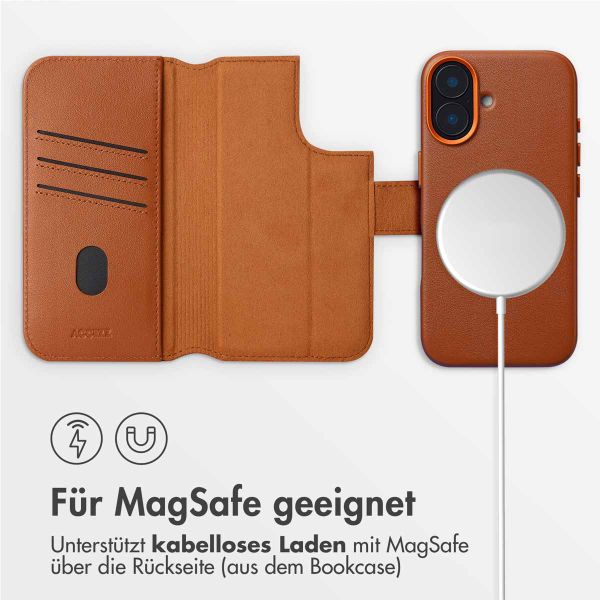 Accezz 2-in-1 Klapphülle aus Leder mit MagSafe Apple iPhone 16 - Sienna Brown