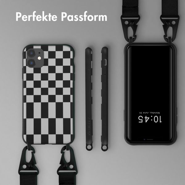 Selencia SilikonHülle design mit abnehmbarem Band Apple iPhone 11 - Irregular Check Black