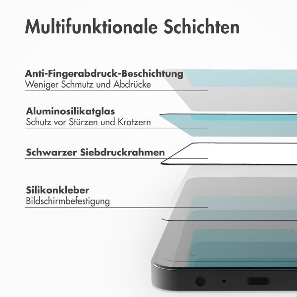 Accezz Vollflächige Schutzfolie aus gehärtetem Glas mit Applikator für das iPhone 13 / 13 Pro / 14 / SE 4 - Transparent