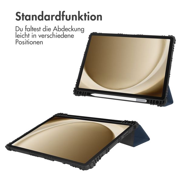 Accezz Rugged Trifold Klapphülle Samsung Galaxy Tab A9 Plus - Dunkelblau