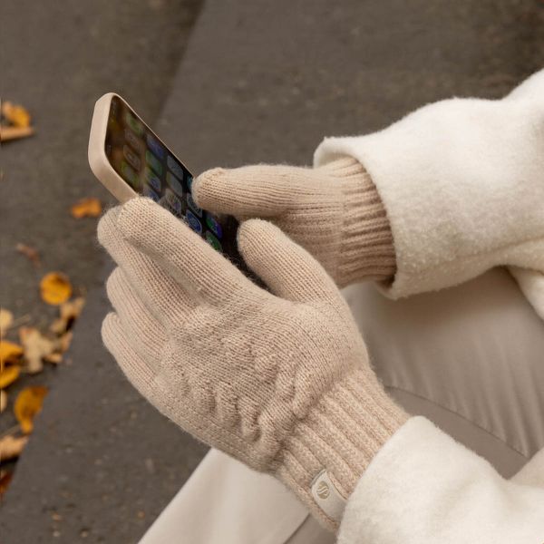 Selencia Touchscreen-Handschuhe mit Woll-Optik - Damen - Größe M - Beige