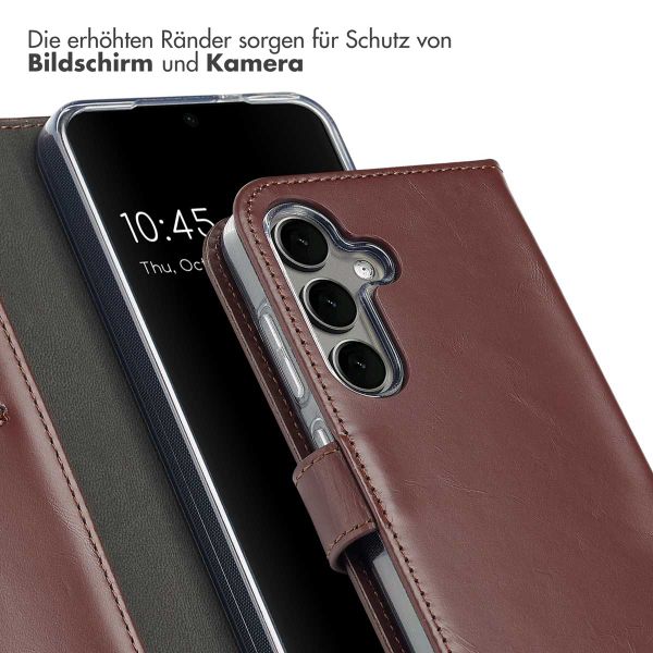 Selencia Echtleder Klapphülle Samsung Galaxy S25 - Dunkelbraun