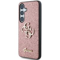 Guess 4G Metal Logo Back Cover mit Glitter Samsung Galaxy S25 - Rosa
