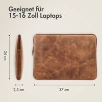 Accezz Leather Laptop Hülle mit Reißverschluss 15-16 Zoll - Laptop Sleeve - Cognac