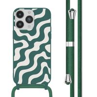 imoshion Silikonhülle design mit Band für das iPhone 14 Pro - Petrol Green Groovy