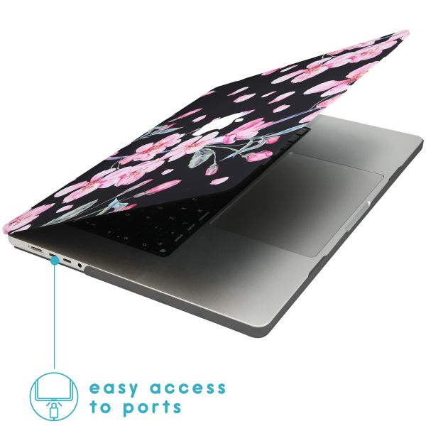 imoshion Design Laptop Cover für das MacBook Pro 16 Zoll (2021 / 2023 M3 chip / 2024 M4 chip) - A2485 / A2780 / A2991 / A3186 / A3403 - Blossom Watercolor Black