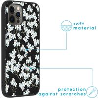 imoshion Design Hülle iPhone 12 (Pro) - Blume - Weiß / Schwarz