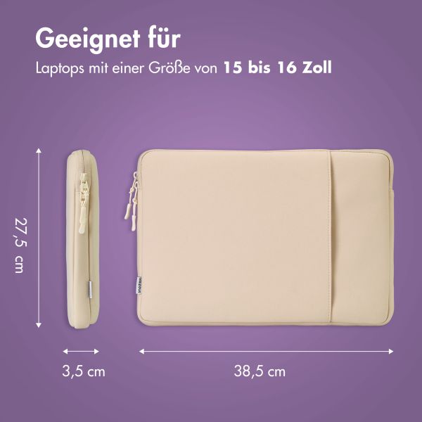 imoshion Laptop Hülle 15-16 Zoll - Laptop Sleeve mit Fach - Sandstone