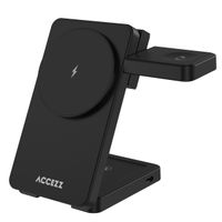 Accezz 3-in-1 Faltbares Kabelloses MagSafe Ladegerät - 20 Watt - Schwarz