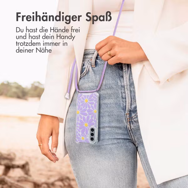 imoshion Design Hülle mit Band Samsung Galaxy A56 - Tropical Violet Flowers Connect