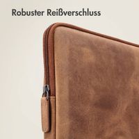 Accezz Leather Laptop Hülle mit Reißverschluss 15-16 Zoll - Laptop Sleeve - Cognac